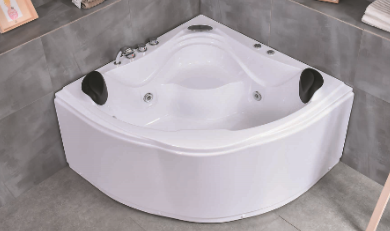 Baignoire d'angle balnéo en acrylique blanc avec 6 jets massants – WA6016