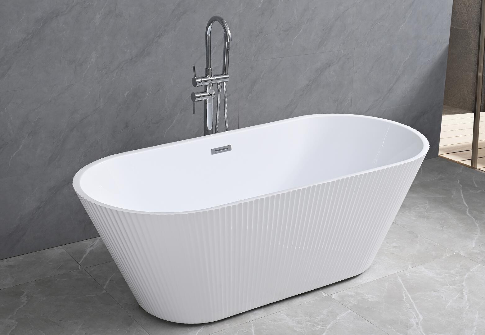 Baignoire îlot en acrylique cannelé blanc mat – WA5052 Stripe