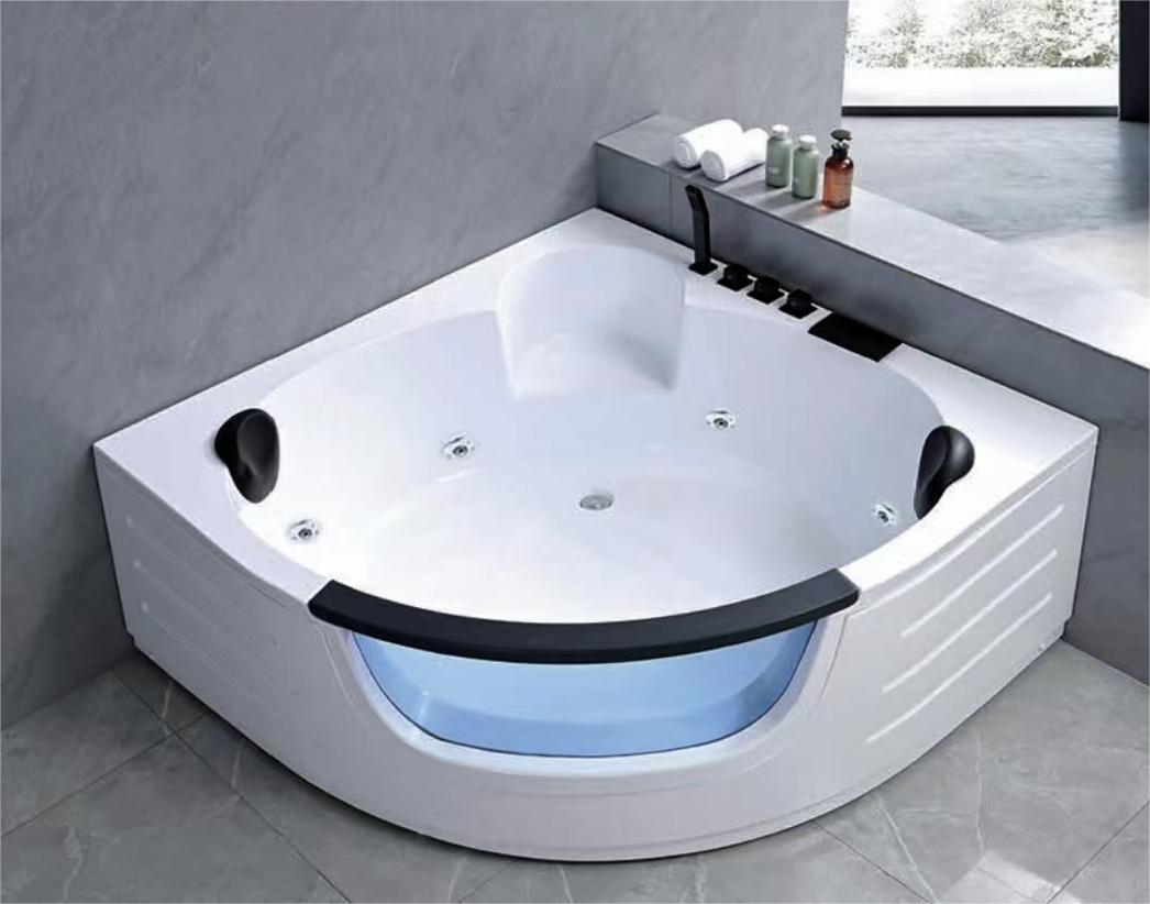 Baignoire d'angle balnéo en acrylique blanc à éclairage LED – WA5036
