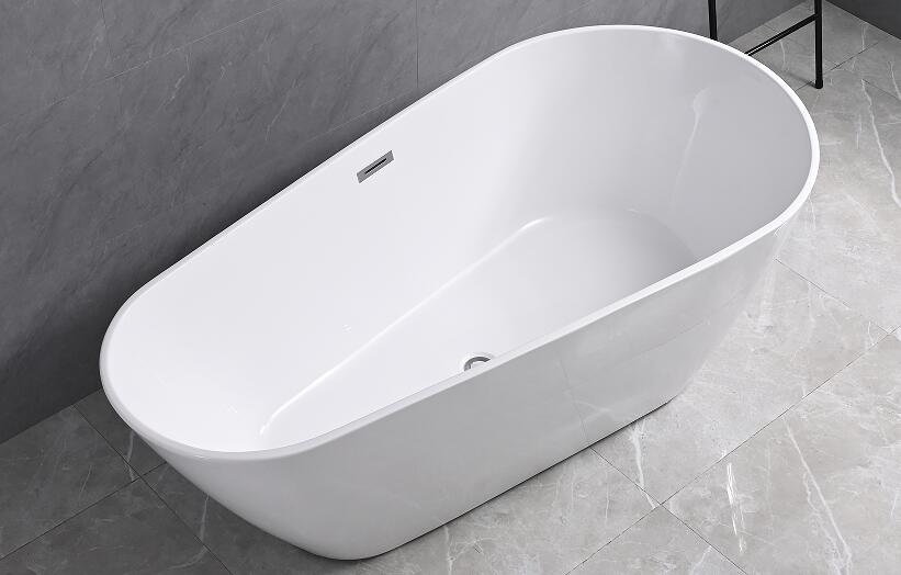 Baignoire îlot ovale en acrylique blanc brillant – Modèle WA5018