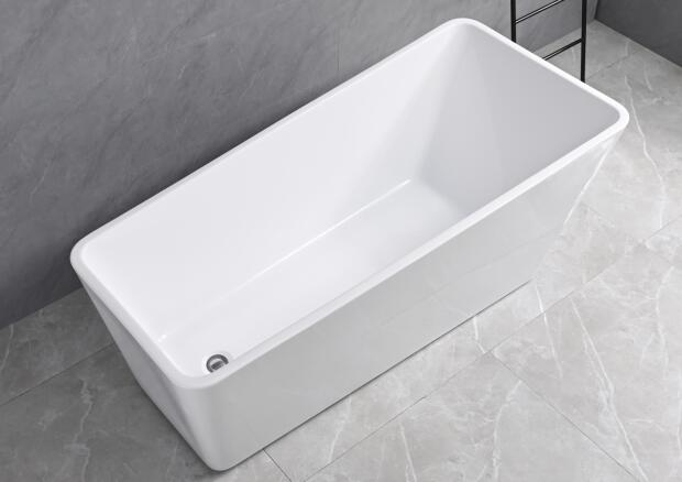 Baignoire îlot rectangulaire en acrylique blanc brillant