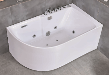 Baignoire balnéo d'angle en acrylique blanc avec jets hydromassants - WA5007
