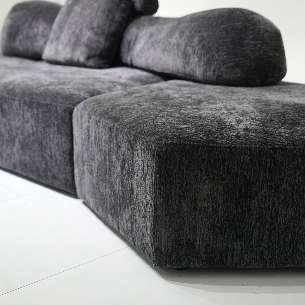 Canapé d'angle modulable en chenille gris anthracite – Dune