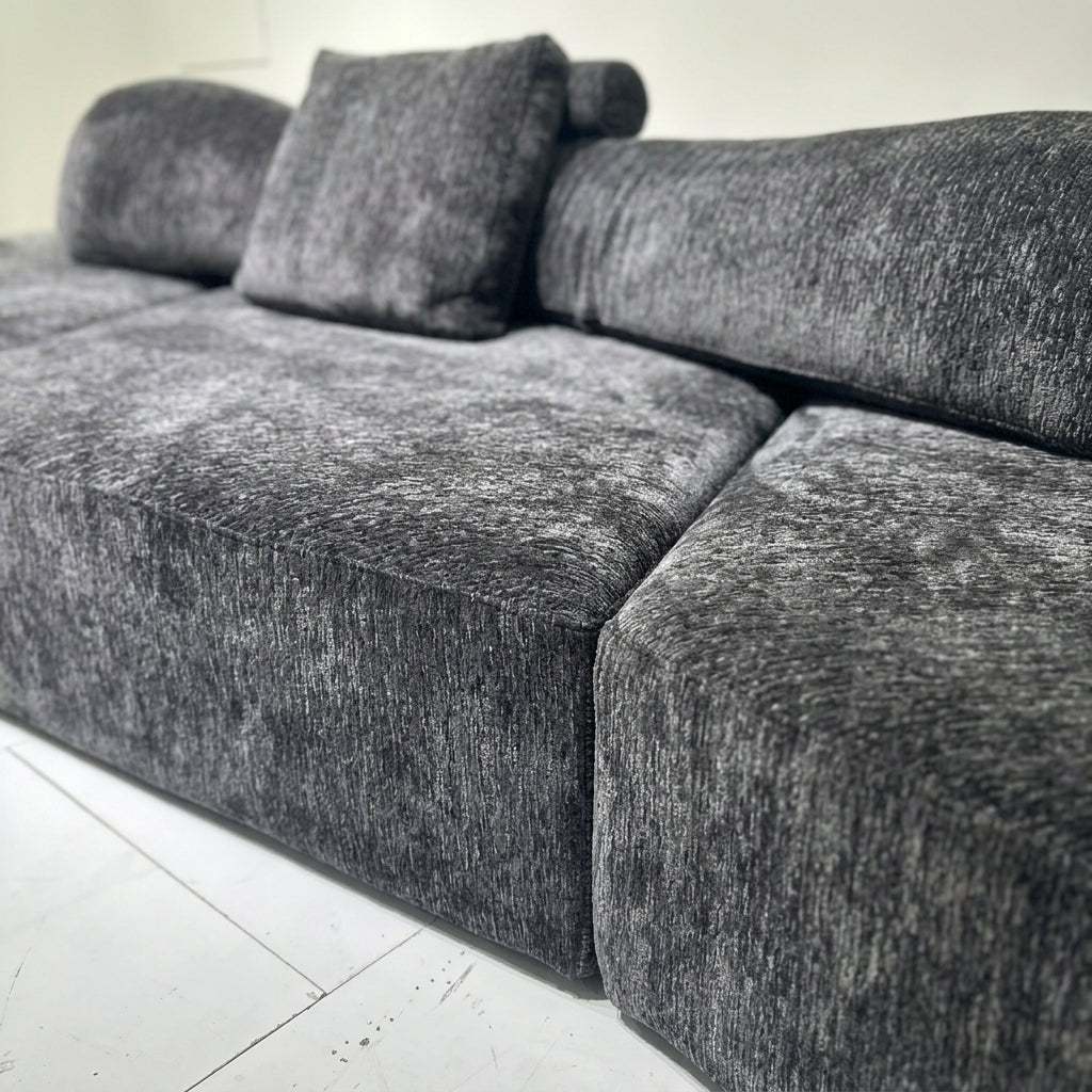 Canapé d'angle modulable en chenille gris anthracite – Dune