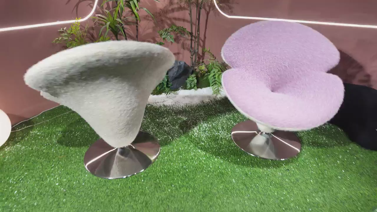 Fauteuil pivotant en tissu bouclette forme fleur – DUO FLOWER
