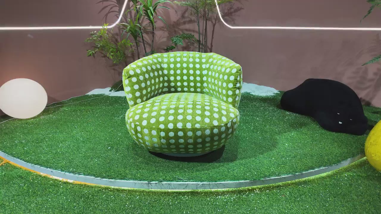 Fauteuil pivotant en tissu jacquard à pois vert – Pois Vert