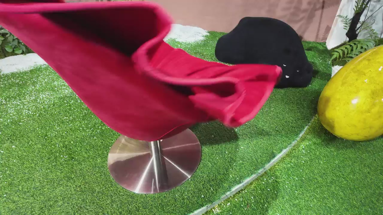 Fauteuil design pivotant en velours côtelé rouge – Fleur