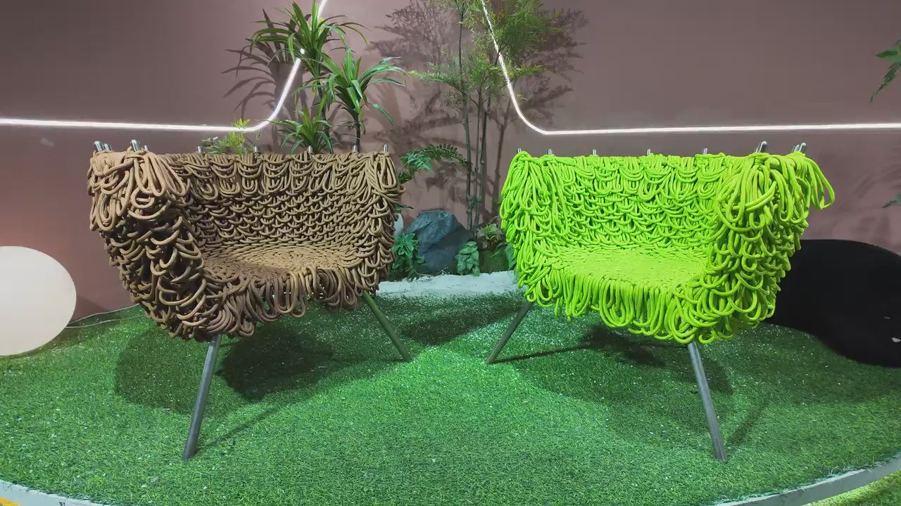 Fauteuil en corde tressée vert fluo – Twist Cord