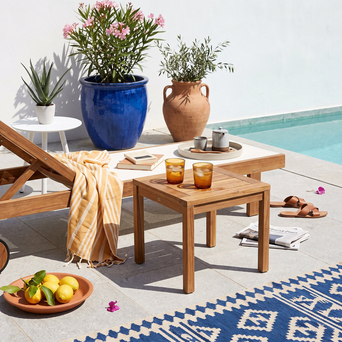 Table Lounge Outdoor en Teck Massif